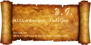 Wittenberger Ivána névjegykártya